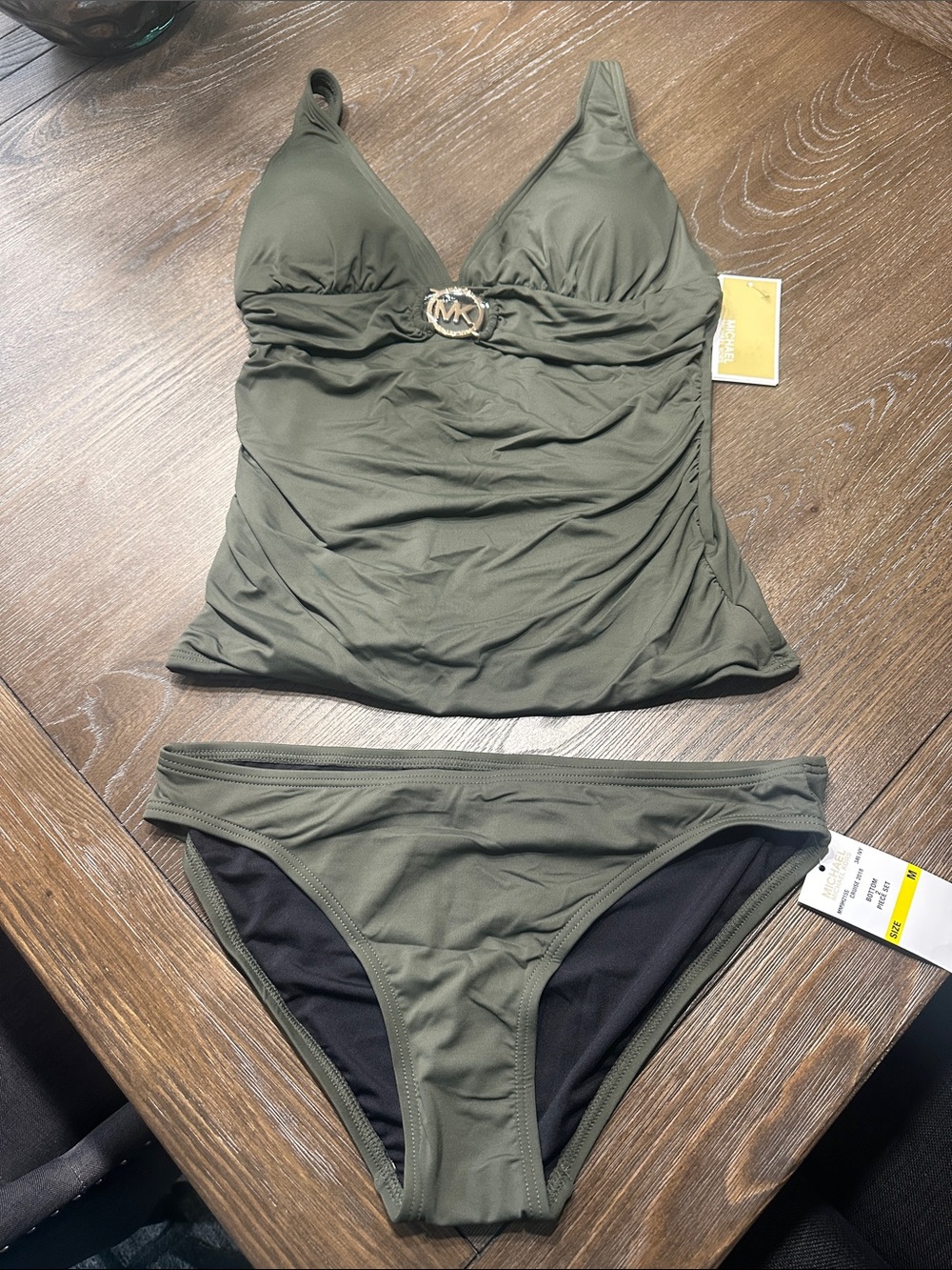 Michael Kors Olive Green Tankini and Bikini Set with MK Accent